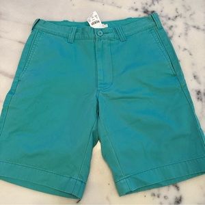 J. Crew Factory Aqua Teal Turquoise Flat Front Men’s Shorts 8.5” Inseam Size 30